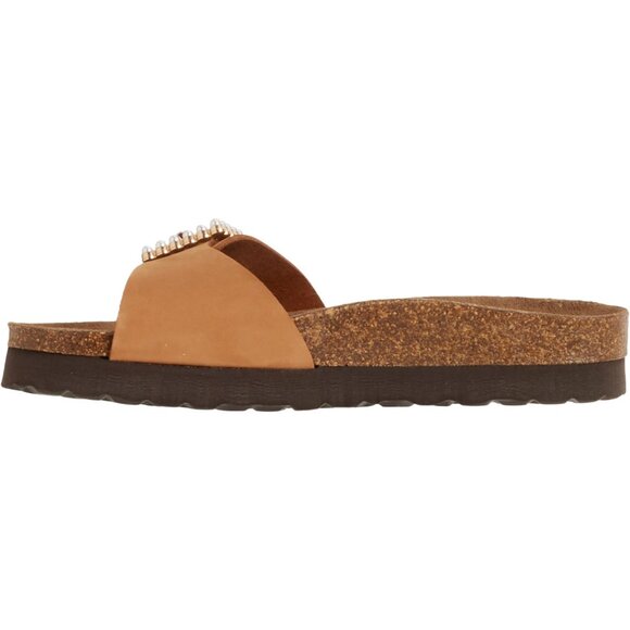 NEW BIO GREEN Made in Spain Big Tonal Pearl Buckle Slide Sandals - Suede 253 - Picture 4 of 6